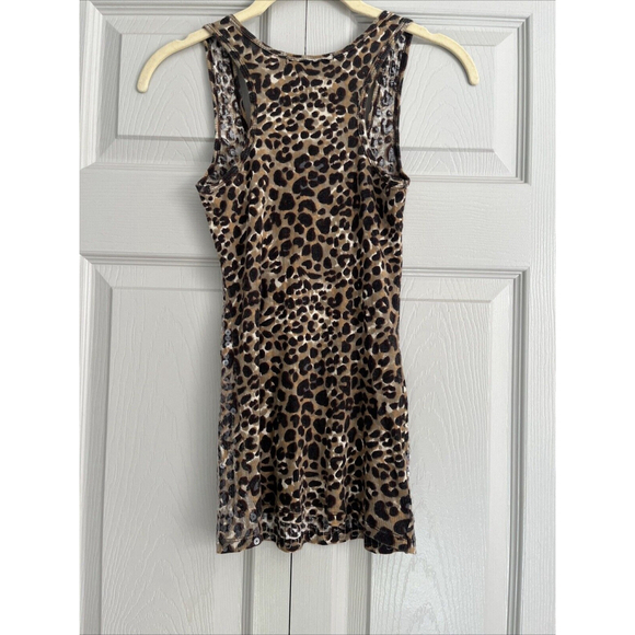 Arden B Women's Brown Cheetah‎ Animal Print Sequin Stretch Tank Top Snooki Sz XS - Picture 5 of 9